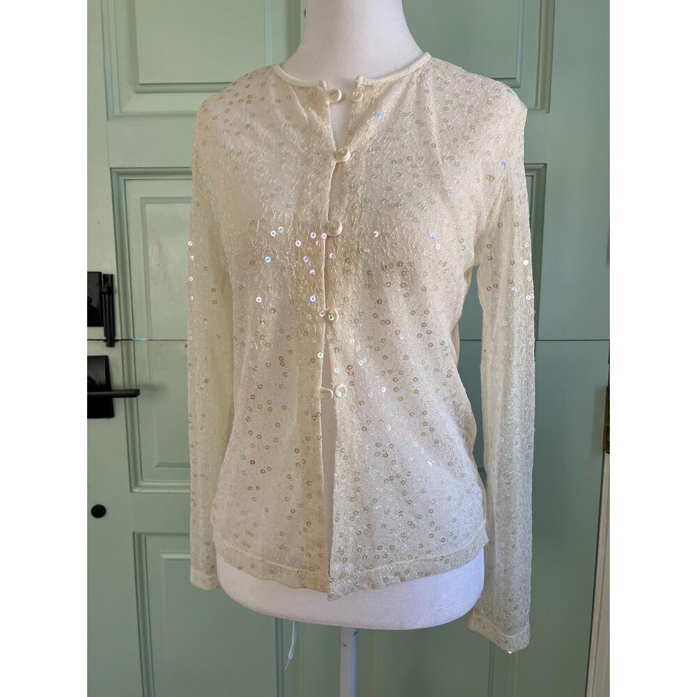 Vintage Victoria’s Secret Lace Sequin Cardigan – Made in Canada (Size S)